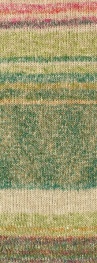 Lana Grossa Mosaico (Linea Pura) 08 - Graubeige/Nelkenrot/Orange/Dunkelgrau/Schilfgrün