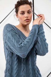 Pullover mit Zopfmuster aus Soft Cotton 