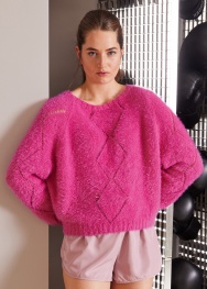 Pullover mit Rauten aus Per Fortuna (GOTS) 03 - Pink | 40/42 (400g)