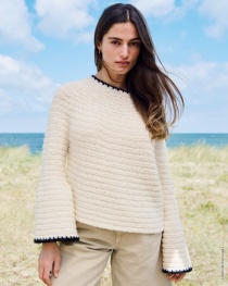 Rundpassenpullover In Querrippen aus Airy & Alpaca Air 