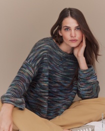 Pullover Mit Zopfmuster aus Cool Merino Big (Color) 