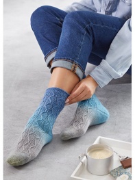 Socken mit Jojo-Ferse aus Meilenweit Merino Hand-Dyed 202 - Aam Panna (100g)