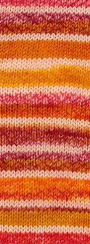 Lana Grossa Cool Wool 4 Socks Print 7755 - Zartgelb/Erdbeer/Orange/Maisgelb/Orangebraun/Rosa
